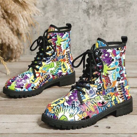 Ladies printed lace-up boots sz 8 - Picture 7 of 7